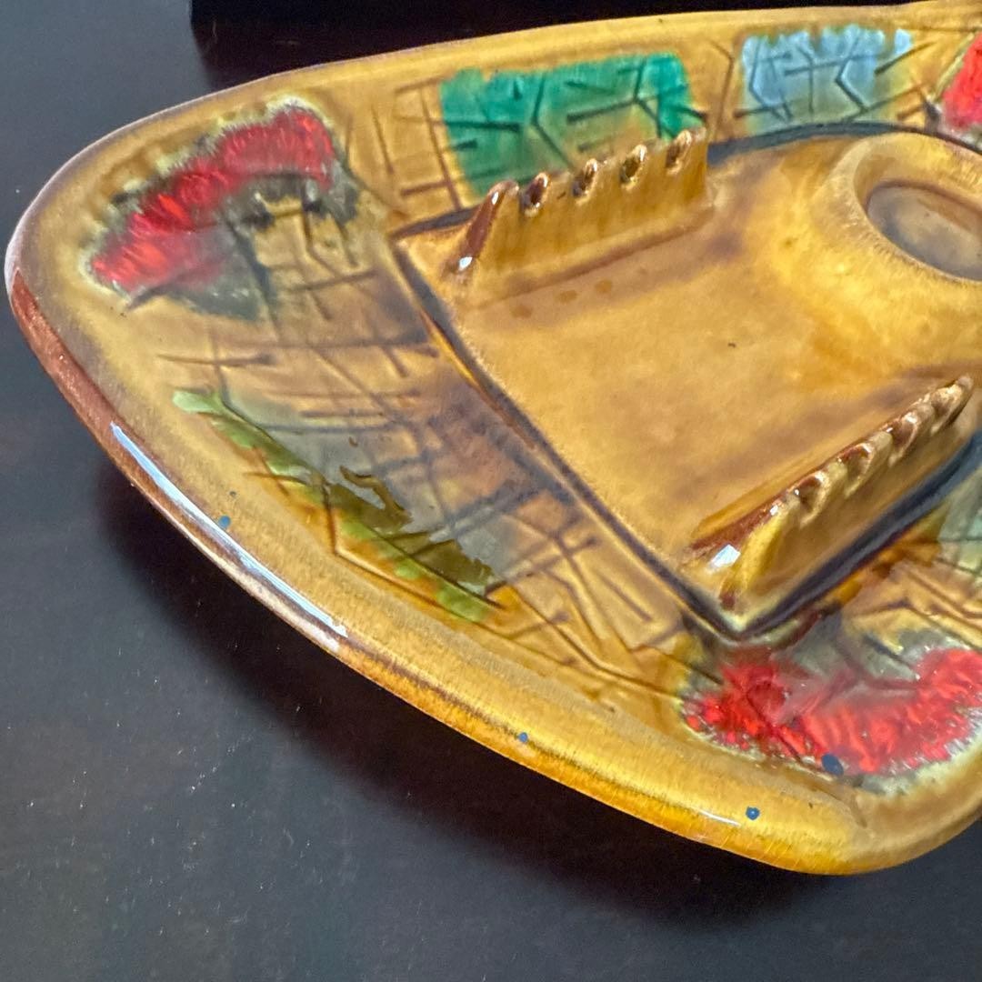 USA Vintage Mid Century Ashtray 60s 70s Ceramic Collectible Used
