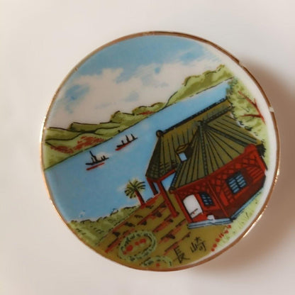 Japanese Landscape Painting Lidded Cup Collection