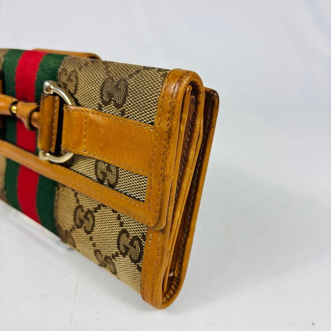 Gucci Long Wallet GG Hose bits Sherry Line Canvas Brown Authentic