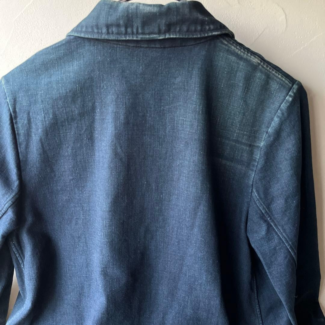 45rpm/45R Denim Coat Long Jacket Japan Made Vintage Dark Blue 3 Pockets Unisex