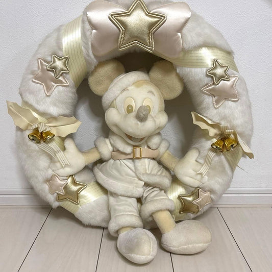 Tokyo Disney Resort Mickey White Christmas Wreath Large Vintage Rare 20yrs EX