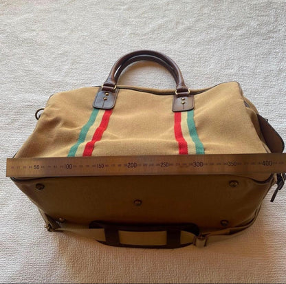 Rare grips Boston 2way Shoulder Bag Vintage Beige Leather Travel Purse