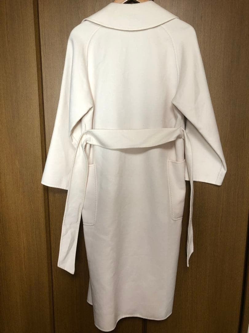 Max Mara Wool cashmere river gown wrap long Coat Jacket Women 38 White Ecru