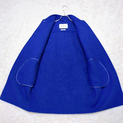 Max Mara Cutie Amano Shaggy Long Coat Jacket Blouson Women Size 40 Blue Alpaca
