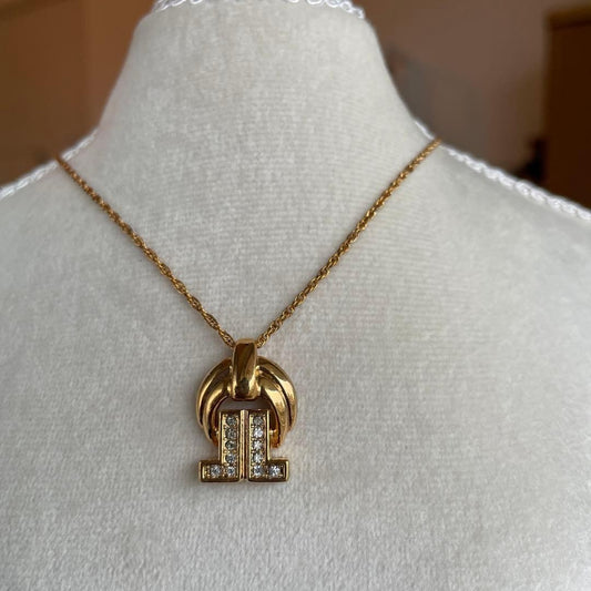Lanvin Paris Vintage Chain Necklace Pendant Gold L-45cm