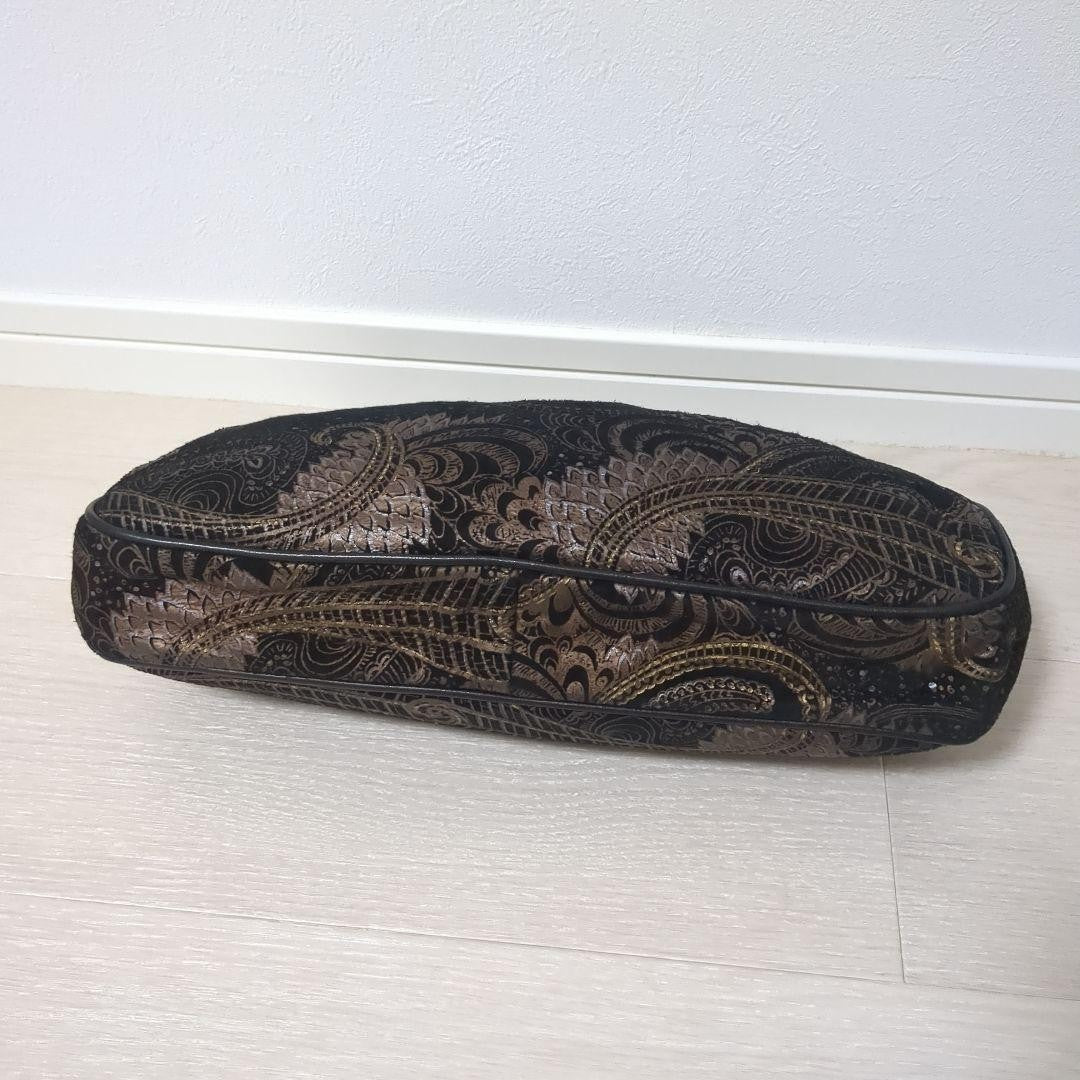Rare Item BALLY Paisley Pattern Clutch Bag Wood Vintage 14a