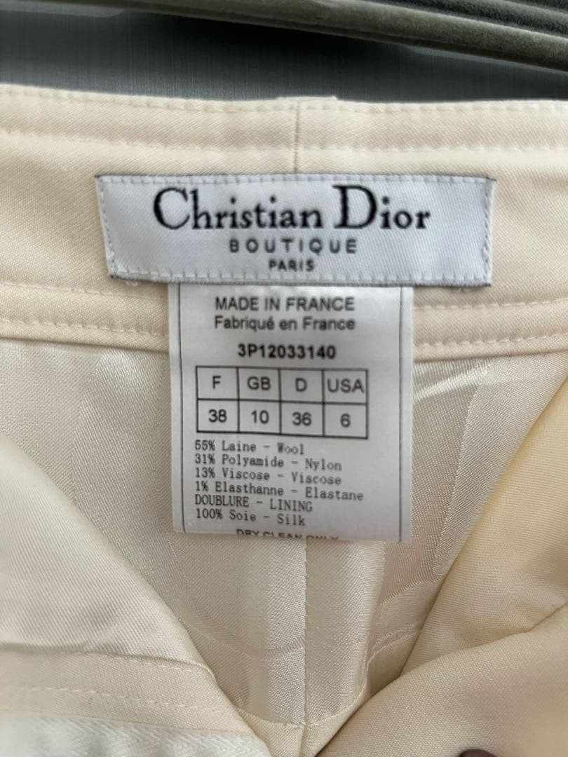 Christian Dior BOUTIQUE Ivory Suit Set Formal Blazer Jacket Peplum Pencil Skirt