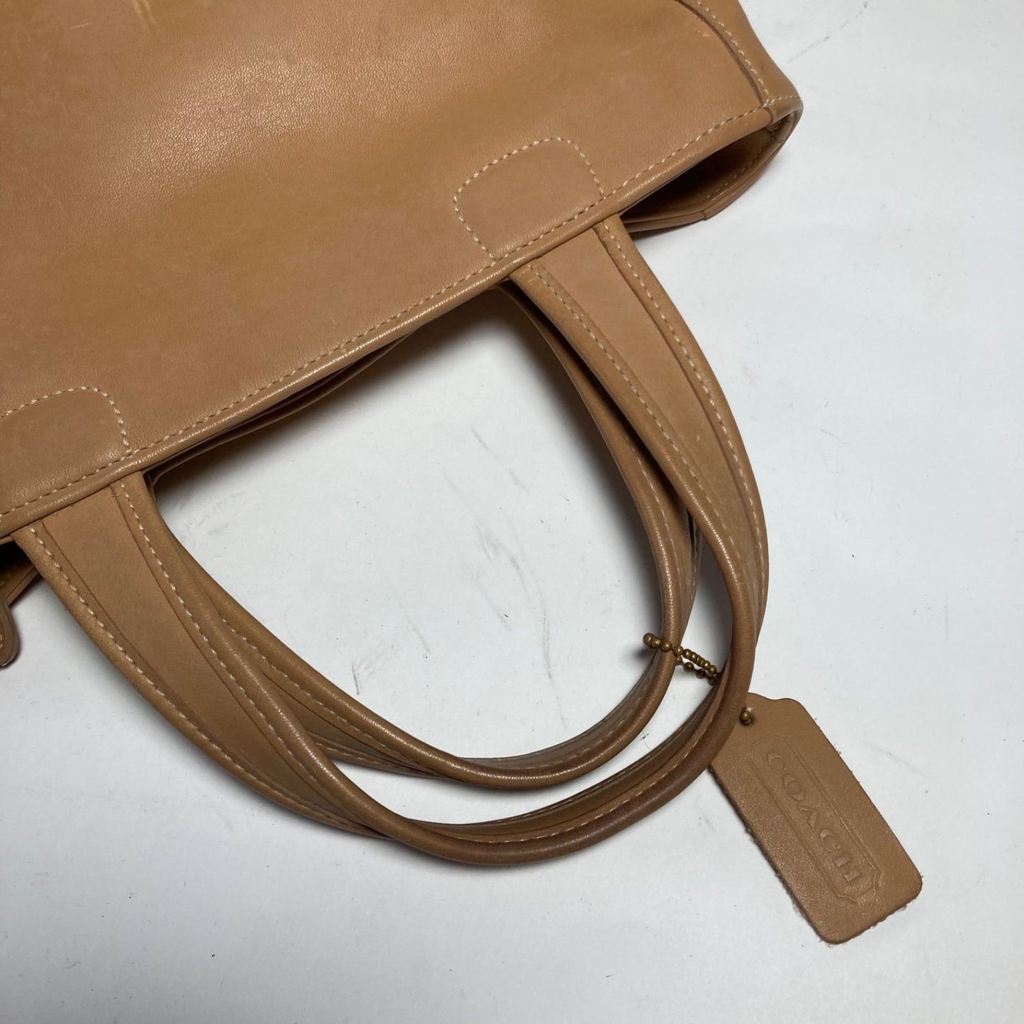 Coach 9303 Bleecker light brown beige leather shoulder bag bucket bag ...
