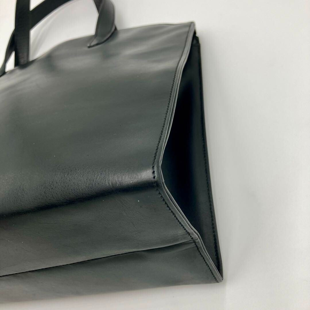 VINTAGE OLD Gucci Black Leather Handbag Business Bag