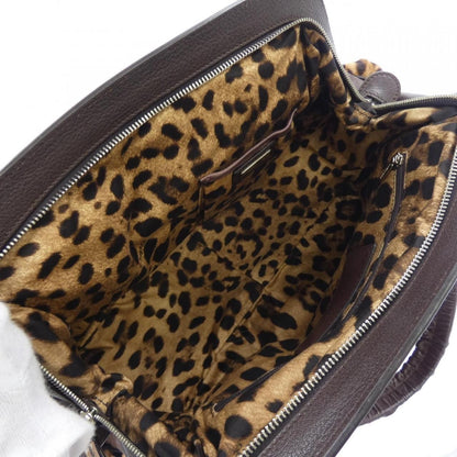 DOLCE&GABBANA Hair Leather Leopard Patchwork Bag Brown Multi Authentic