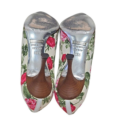 Rare Dolce & Gabbana Floral Pumps Size 36.5 Women's Elegant Heels