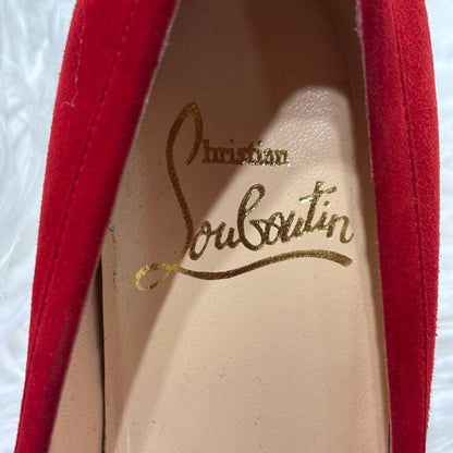 Rare Christian Louboutin Red Suede Ribbon Heels Pumps Size 35.5 (US 5)