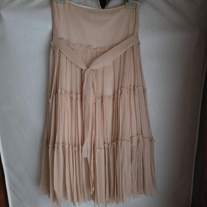 Blumarine Silk Skirt Beige M - Elegant Silhouette, Some Stains