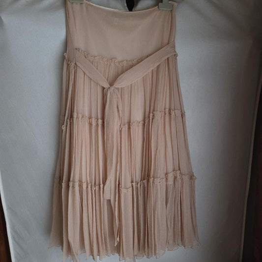 Blumarine Silk Skirt Beige M - Elegant Silhouette, Some Stains