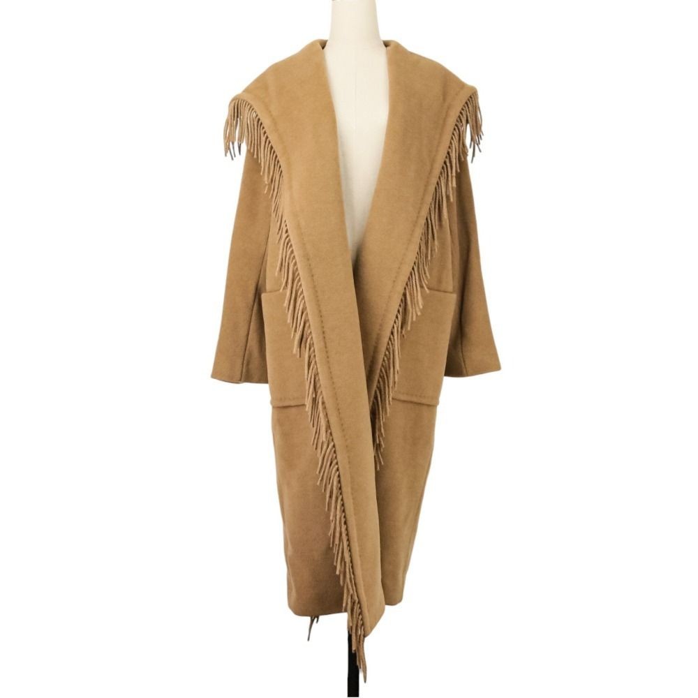 Max Mara 100% camel fringed gown coat size 36, camel Women USED