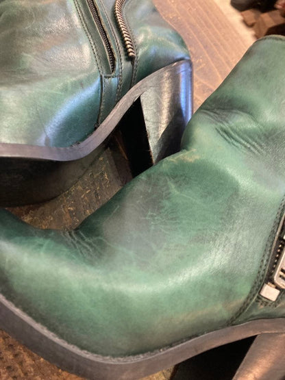 Diesel Women 7.0US Genuine Leather Boots Green 38 Luxury Modern Sleek Italian