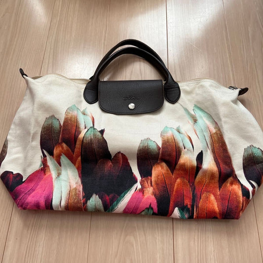 Longchamp Le Pliage Feather Print Tote Handbag Authentic RARE!