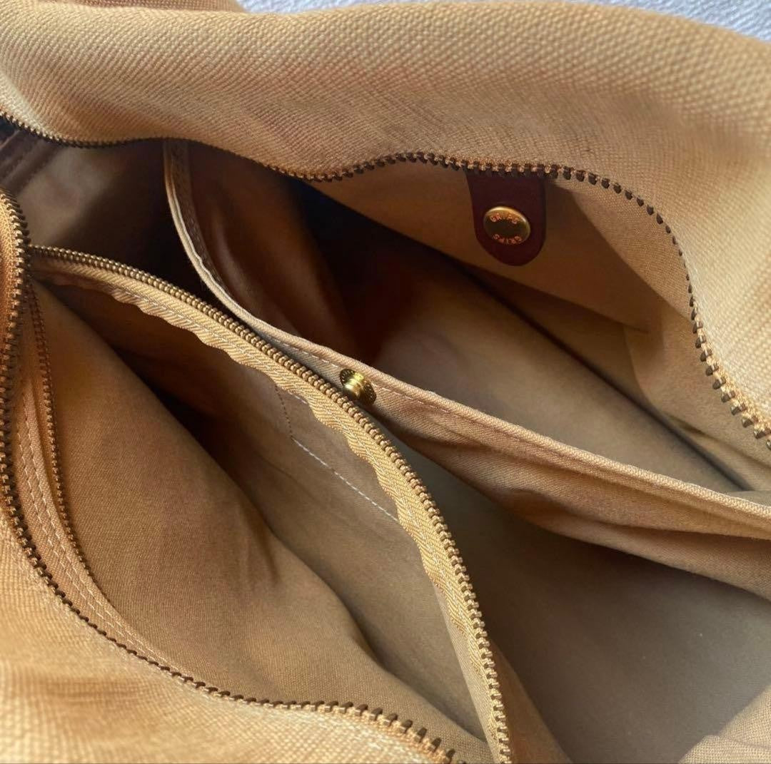 Rare grips Boston 2way Shoulder Bag Vintage Beige Leather Travel Purse