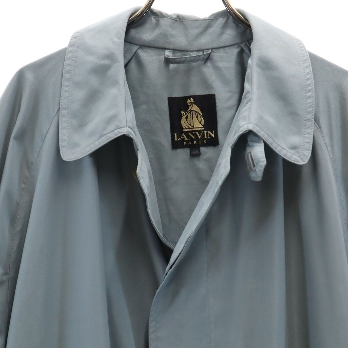 LANVIN 90s Made in Italy Old Stainless collar coat 46 Khaki Men's