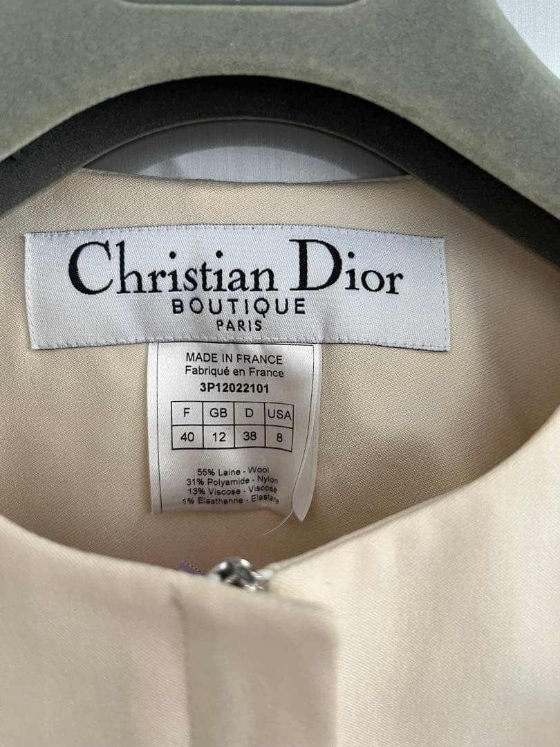 Christian Dior BOUTIQUE Ivory Suit Set Formal Blazer Jacket Peplum Pencil Skirt