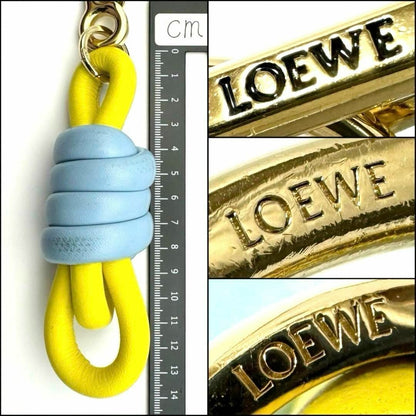 Used Loewe Womens Knot Bag Charm Key Ring Key Holder Yellow Leather