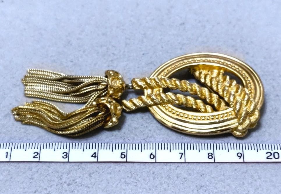 Christian Dior Henkel Grosse Gold Tassel Brooch Pin Signed Germany Rope No Box