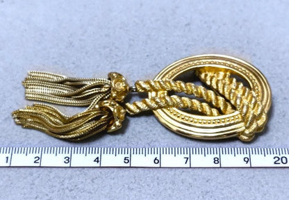 Christian Dior Henkel Grosse Gold Tassel Brooch Pin Signed Germany Rope No Box
