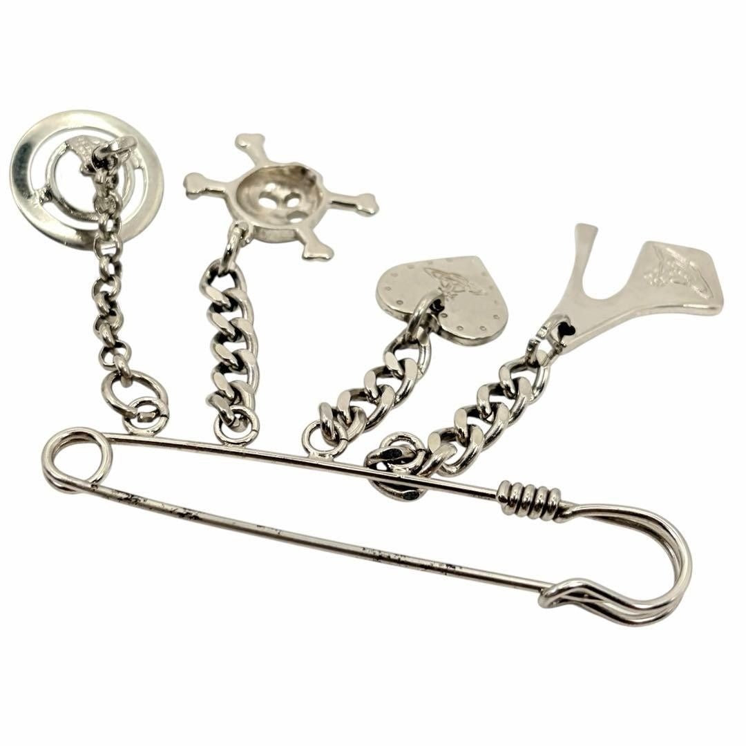 VIVIENNE WESTWOOD Silver Orb Safety Pin Brooch Rare Designer Charm