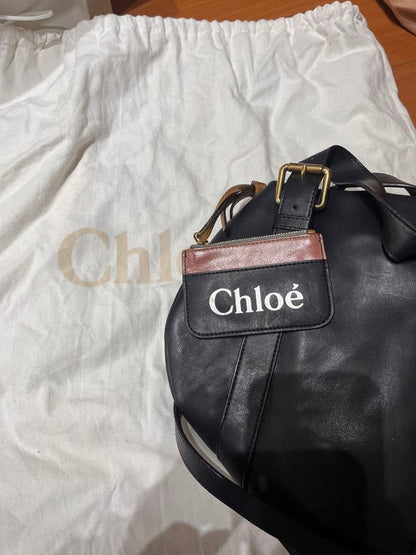 Chloe Sam Mini Boston Leather Shoulder Bag Black 2way Strap Included W/Coin case