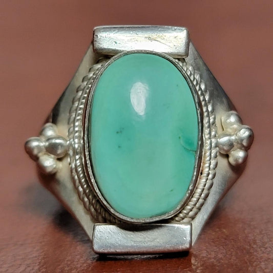 Vintage silver ring, turquoise, sterling silver (925), antique. US Size 8.5