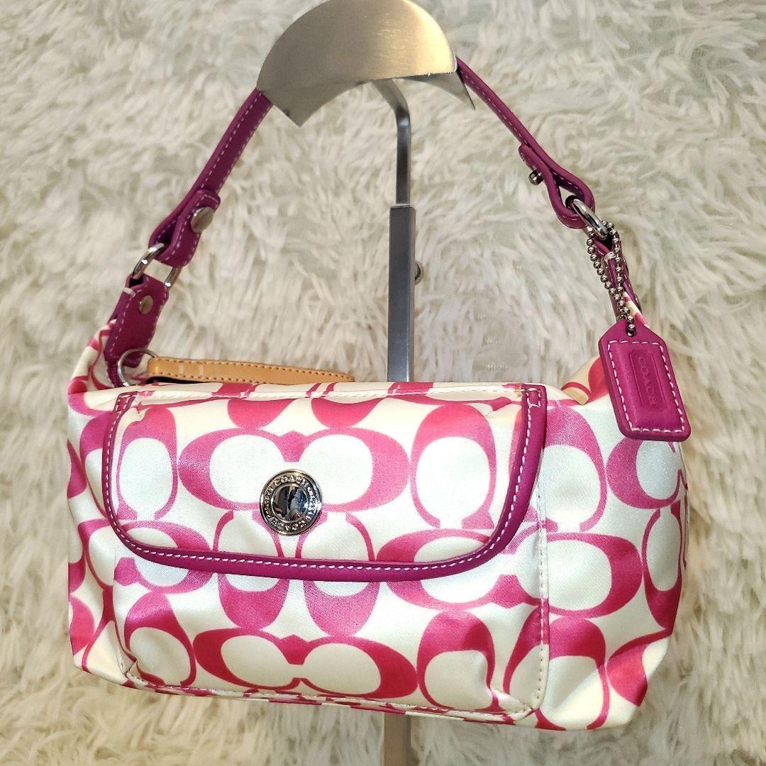 Rare Color COACH Signature Accessory Pouch Pink 13a