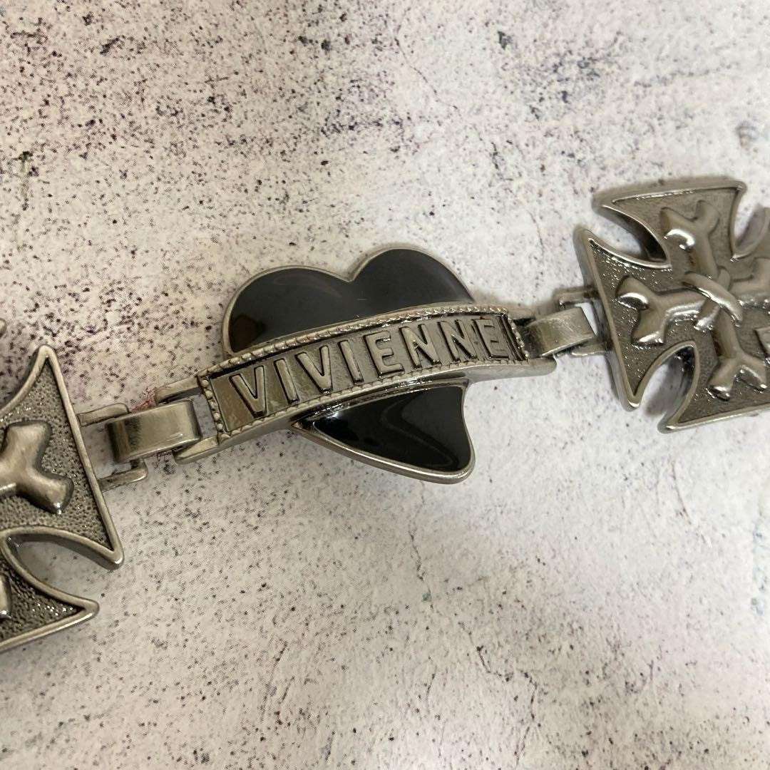 Vivienne Westwood Logo Heart Bracelet Silver Jewelry Japan Rare Gift