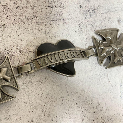 Vivienne Westwood Logo Heart Bracelet Silver Jewelry Japan Rare Gift