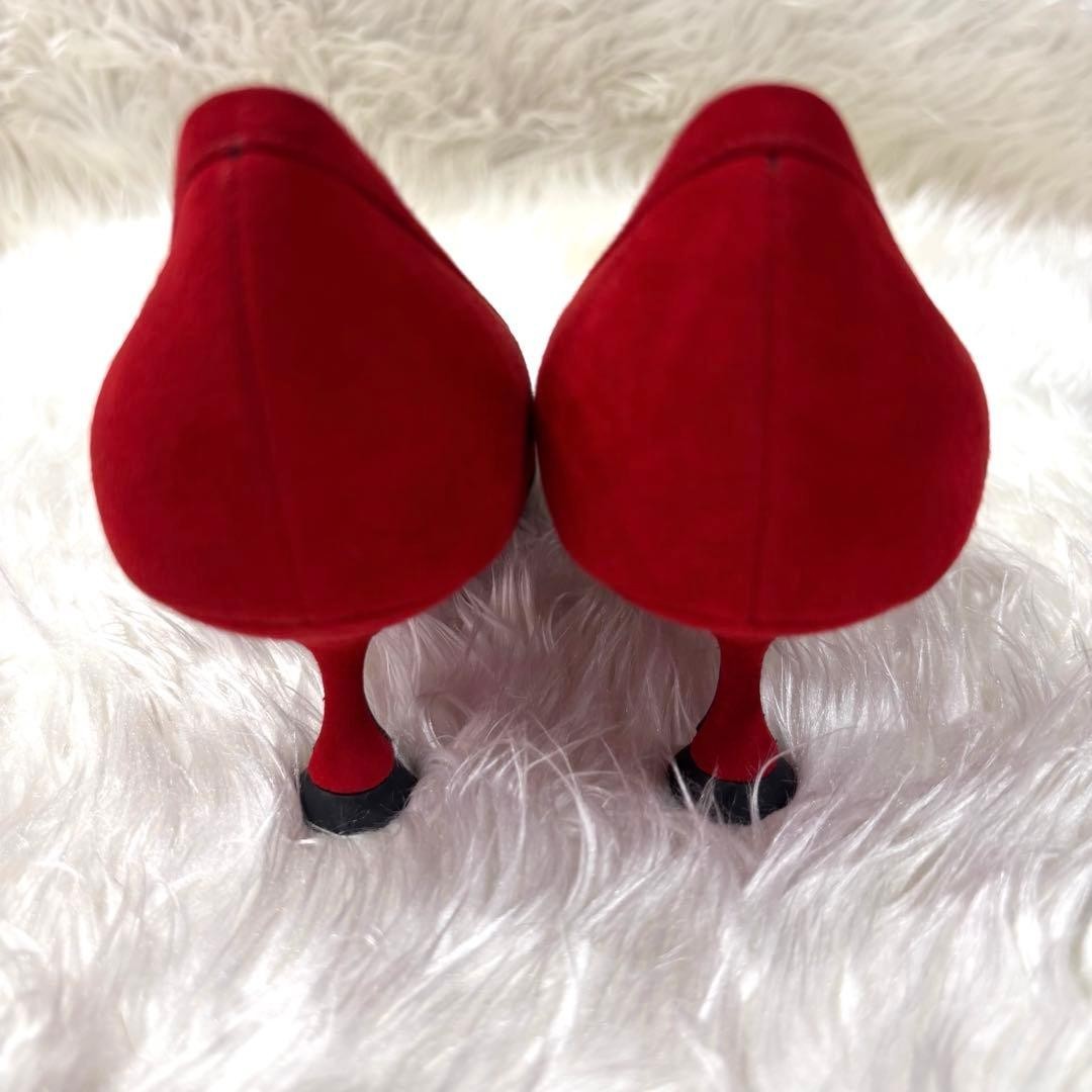 Rare Christian Louboutin Red Suede Ribbon Heels Pumps Size 35.5 (US 5)