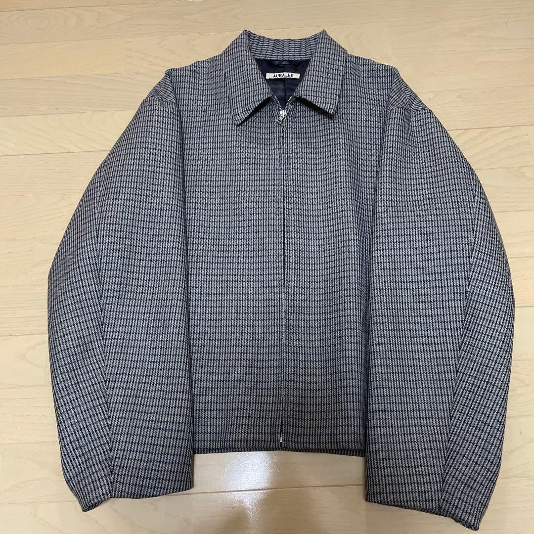 AURALEE DOUBLE FACE CHECK ZIP UP BLOUSON Men's Wool Jacket A9AB02BN Size 4 JAPAN