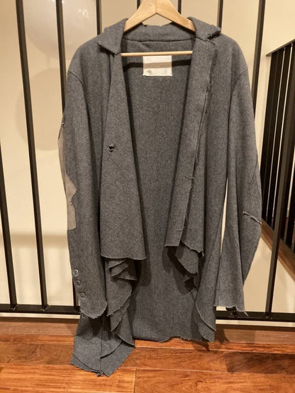 Greg Lauren Wool Poncho Coat Gray Size 1 Made in USA