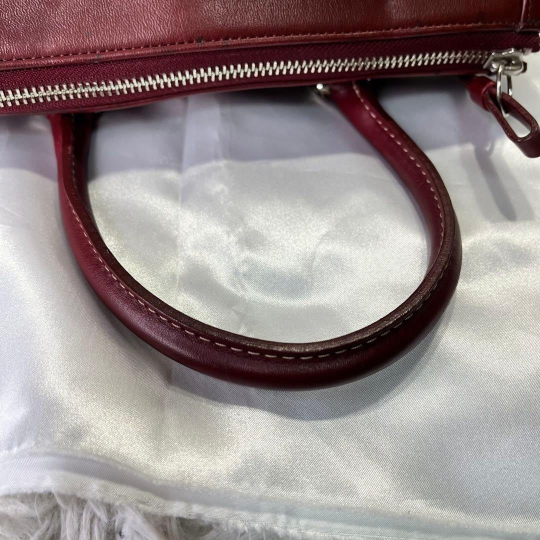COACH 9421 Vintage 2Way Shoulder Bag Leather Wine Red Handbag Authentic