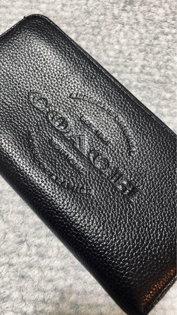 Coach men's leather long zip wallet round logo 10x19cm used