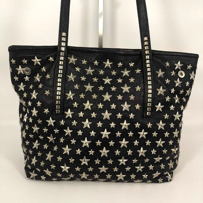 Jimmy Choo Scarlet Star Studded Leather Tote Bag Black Italy Auth Rare