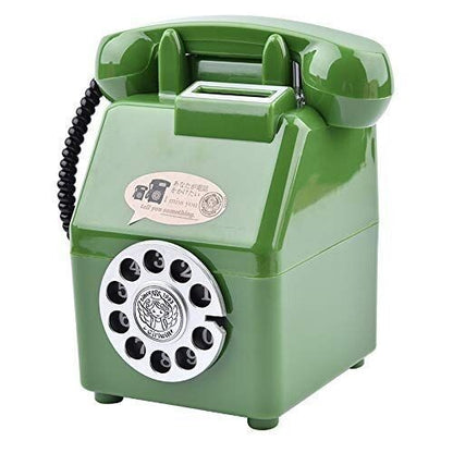 500 yen coin, pay phone, dial type, Showa 80's Retro Money Box (Green)