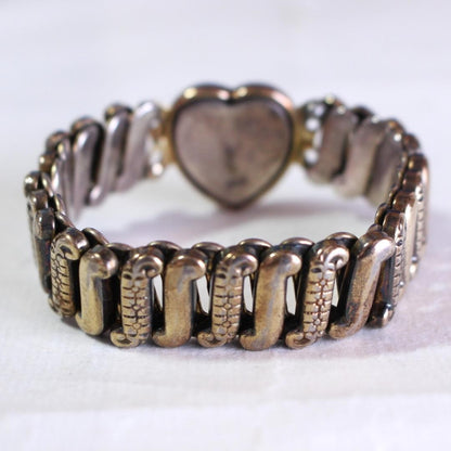 Vintage 1930s Sweetheart Jewelry Bracelet WW2 Era Elastic Snake Fit Used