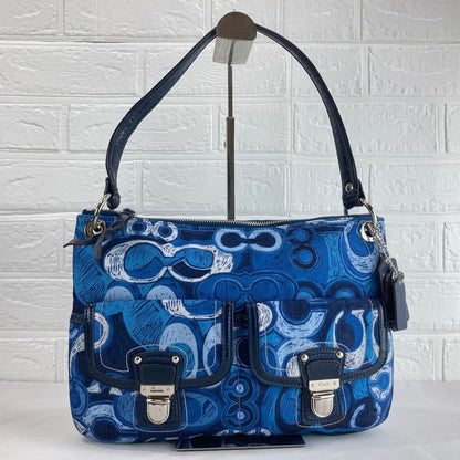 Excellent Condition COACH Poppy One Handle Bag Signature Blue