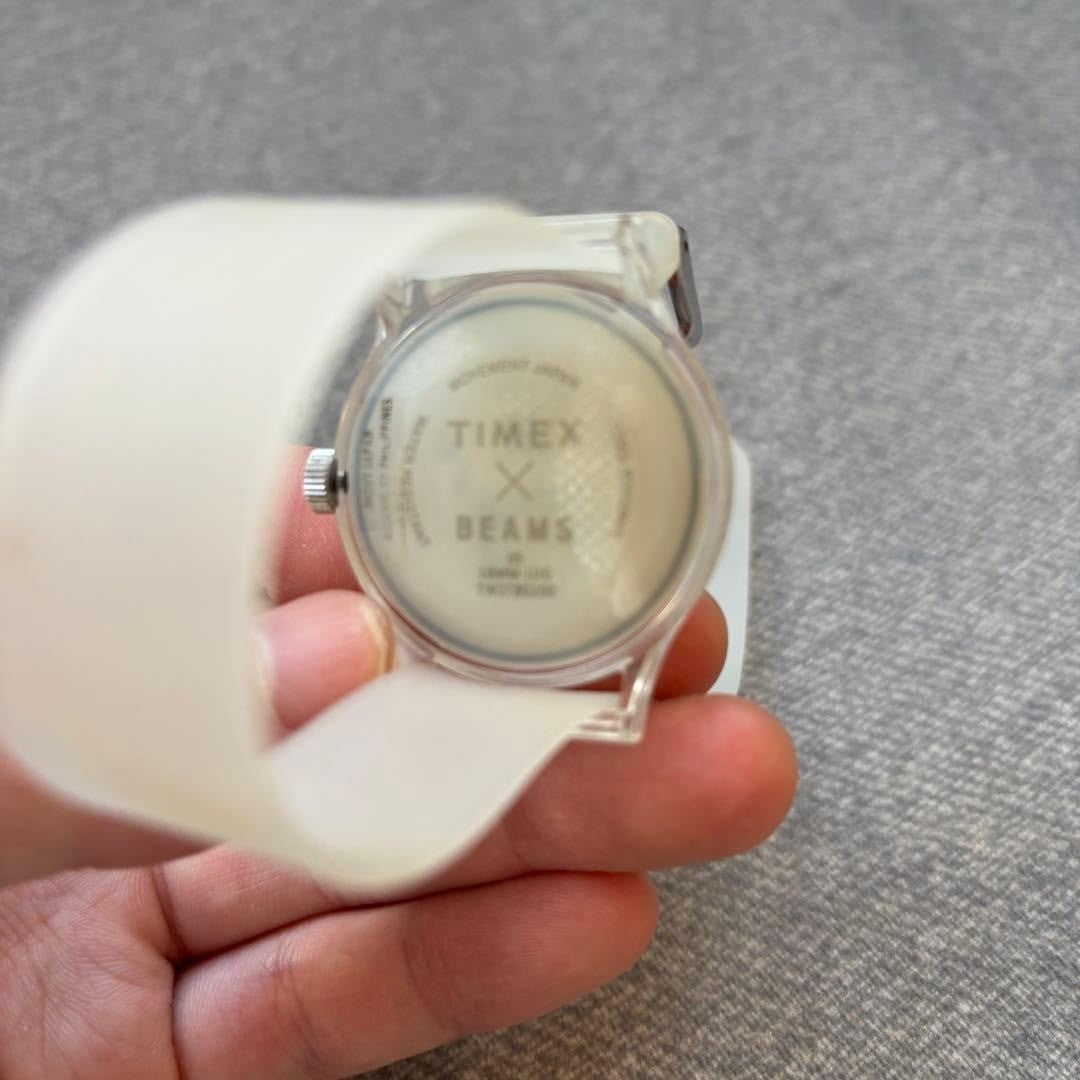 TIMEX x BEAMS Collaboration Skeleton Watch White Quartz Unisex Used No Box Rare