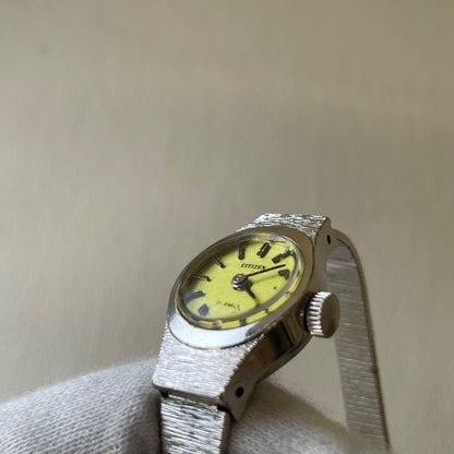 Rare, working item Citizen Hand-wound 21 jewels Showa retro Green Silver