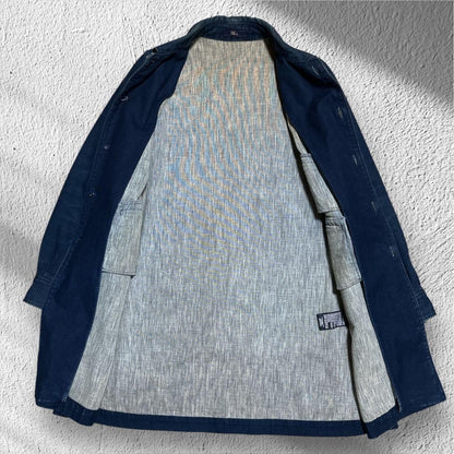 45rpm/45R Denim Coat Long Jacket Japan Made Vintage Dark Blue 3 Pockets Unisex