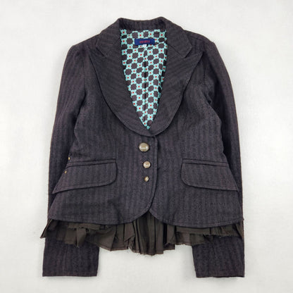KENZO Vintage Herringbone Suit Set Brown France Wool Linen L