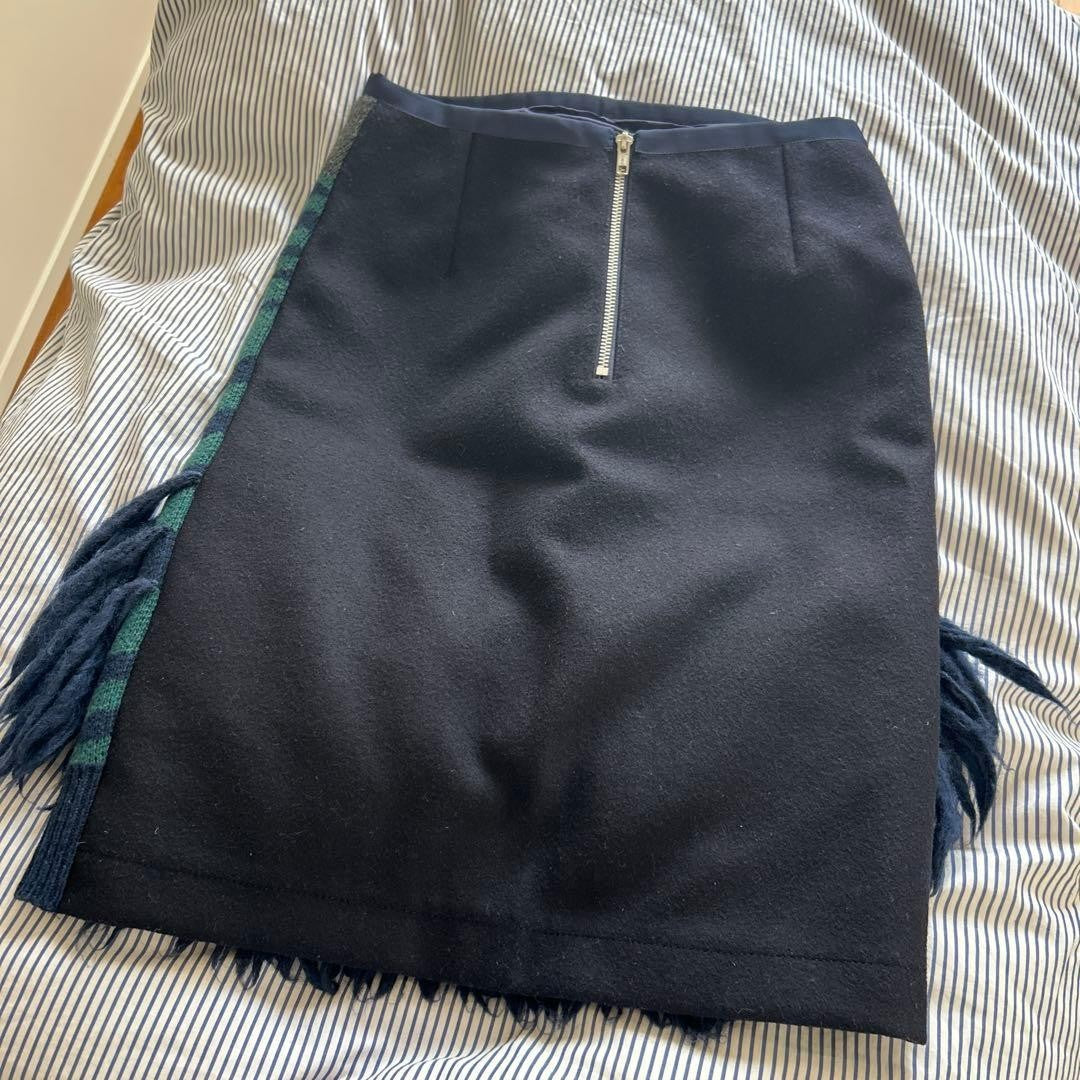 sacai fringe skirt green size 2