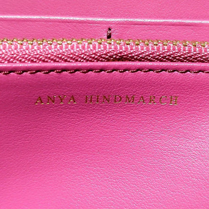 Anya Hindmarch Wallet Pink Leather Round Zipper Smile Limited Edition VHTF Popul