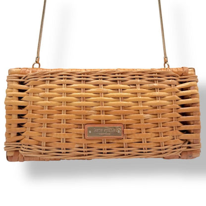 kate spade NEW YORK Basket Bag Clutch Studs Straw Brown women's USED FROM JAPAN