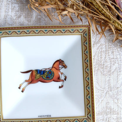 Hermes Cheval d’Orient Mini Plate Tray Porcelain Oriental Theme Decor Rare Used